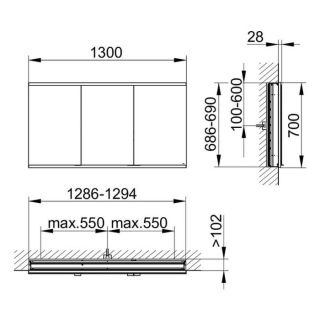 Зеркальный шкаф Keuco Royal Modular 800300130000200 130 см